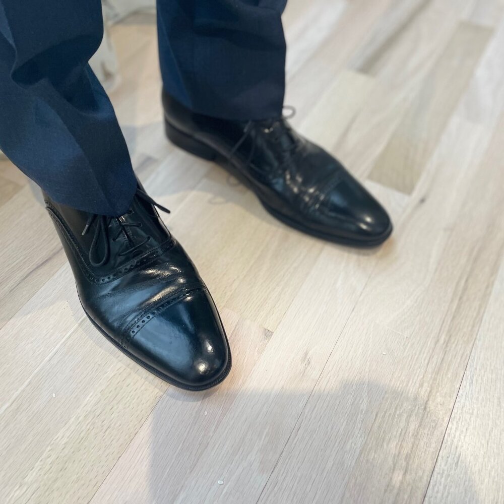 Johnston & Murphy Handcrafted in Italy Black Dress Shoes Size 11.5